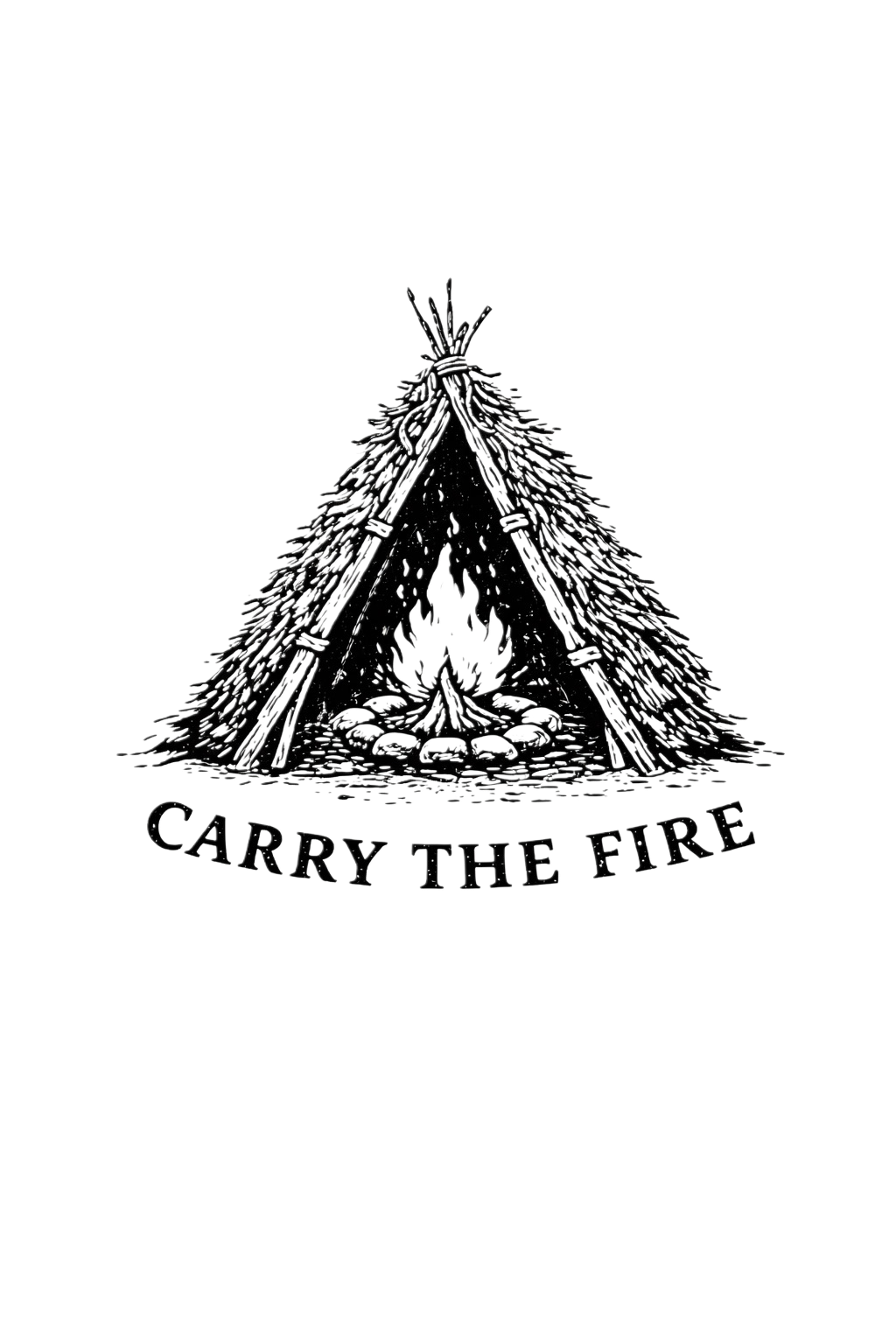 Primitive Wilderness Survival Kiss-Cut Sticker — Vintage Camping Emblem